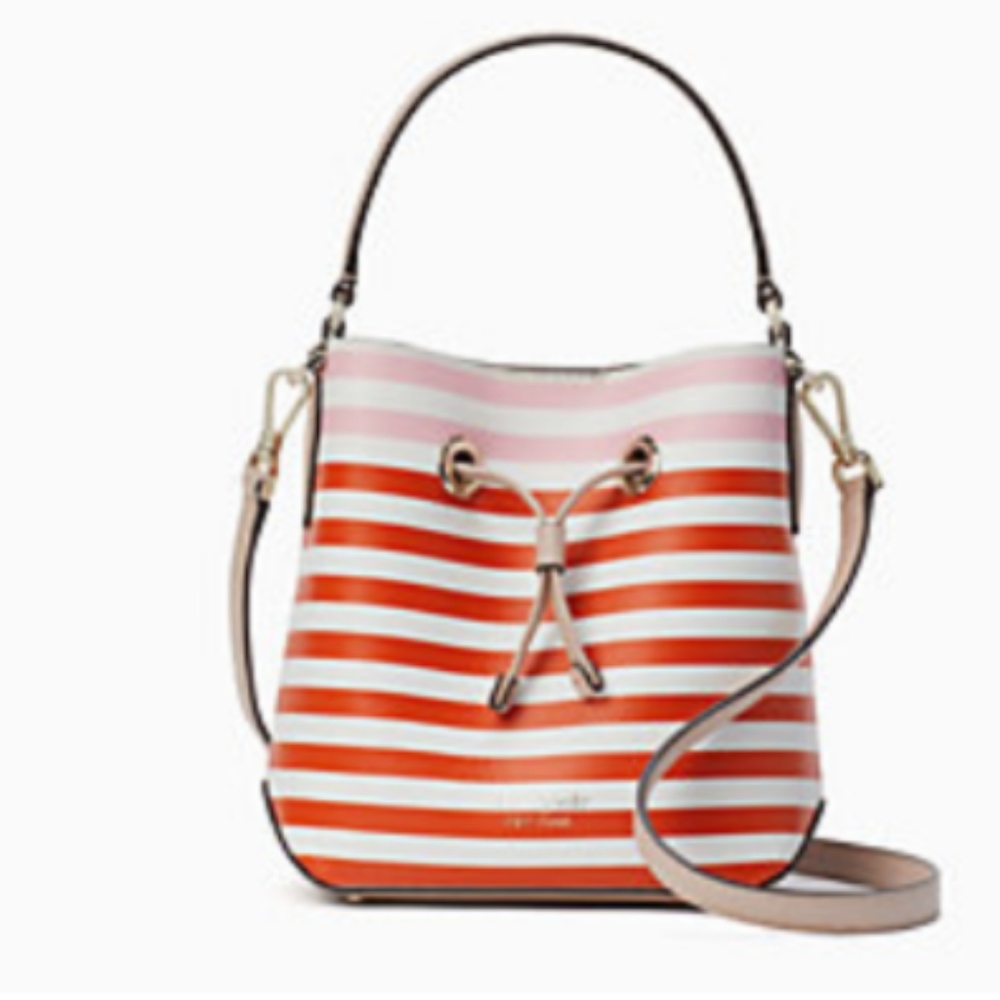 NWT Kate Spade Eva Striped Small Bucket purse